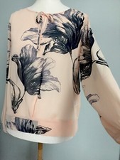NEW Floral Print Long Sleeve Blouse Tops Elegant Business Party Size 12
