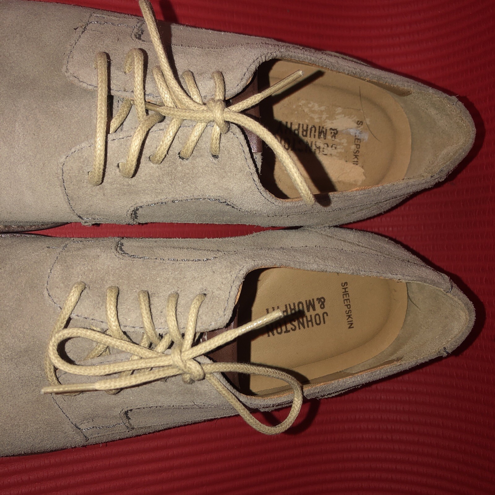 SAOLA Pelle di pecora Johnston & Murphy scamosciata grigia punta liscia stringata taglia 9M buone condizioni