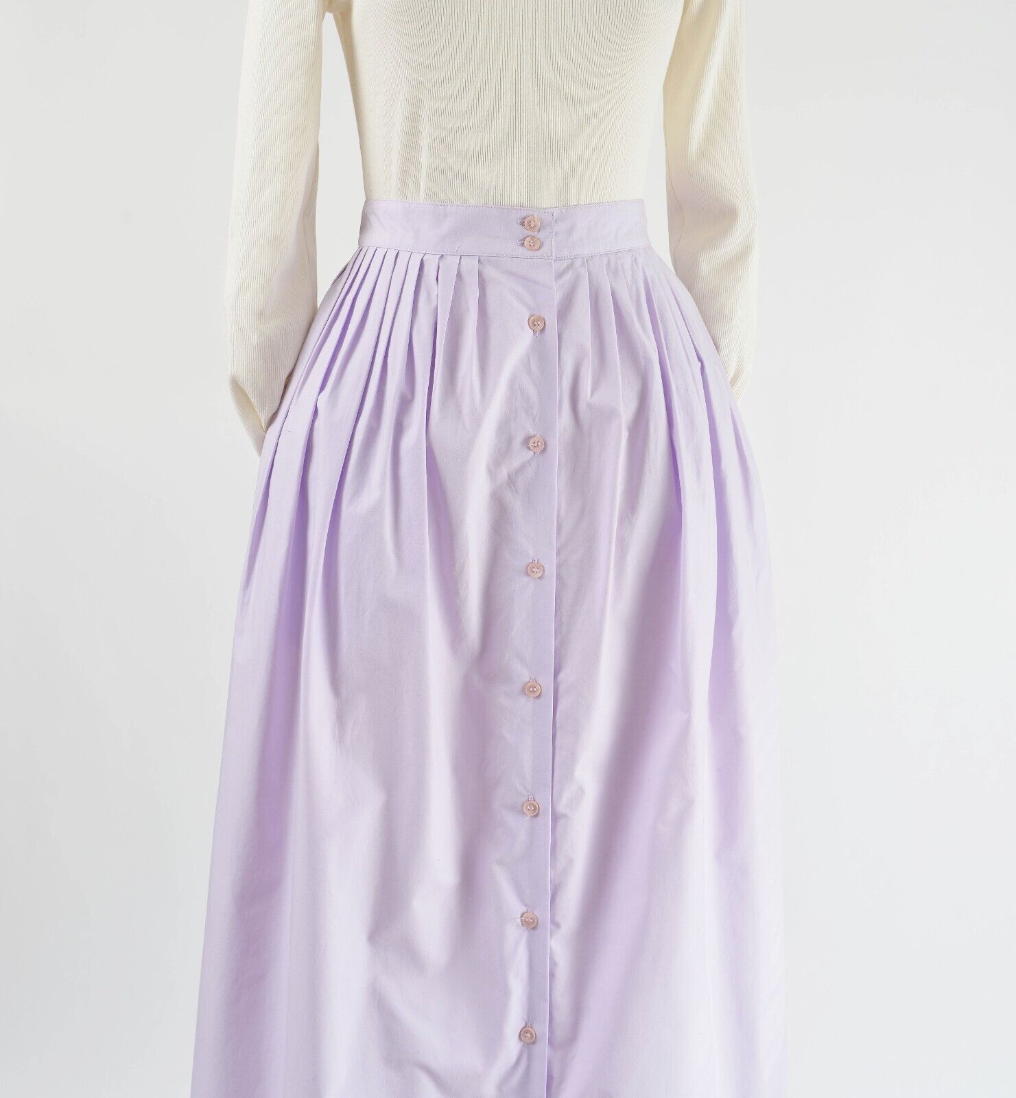 Vintage 80s Lavender Purple Cotton High Waisted F… - image 7