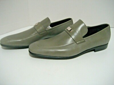 New GUCCI Men US 10 UK 9.5 Moss Green Leather Logo Silver  display picture 3