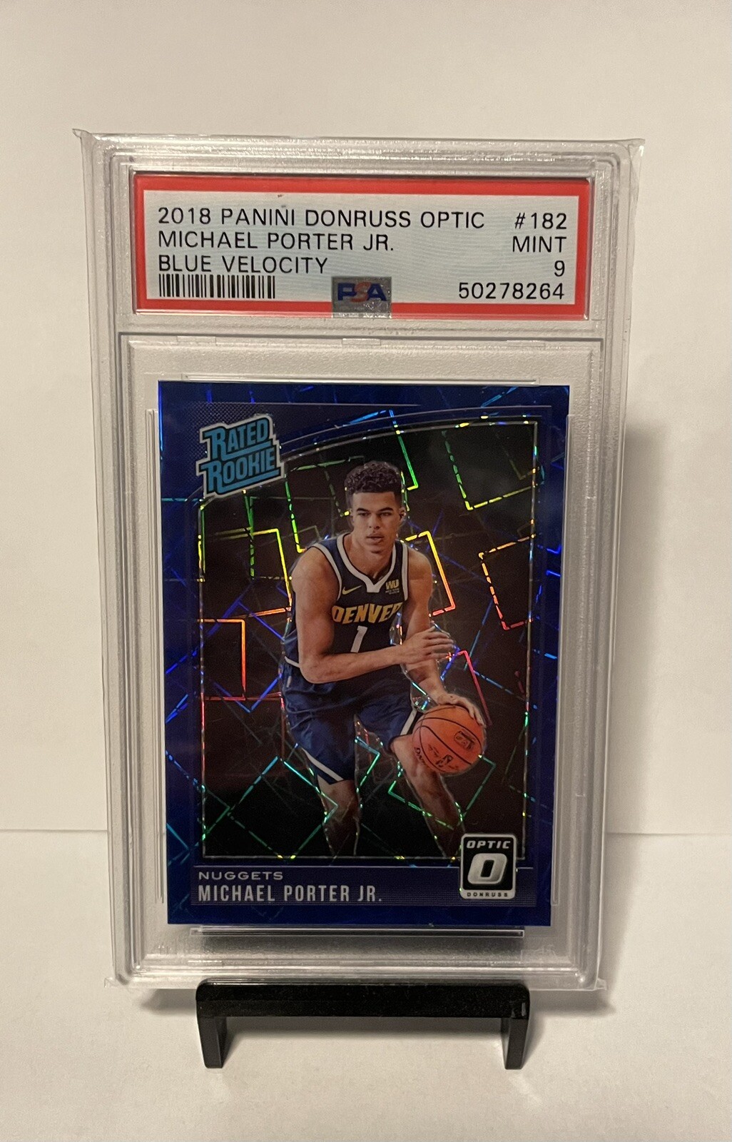 2018 PANINI DONRUSS OPTIC MICHAEL PORTER JR. BLUE VELOCITY #182 PSA 9