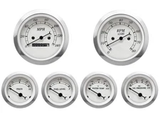 MOTOR METER RACING Classic White 6 Gauge Set Mechanical Speedometer MPH °F PSI