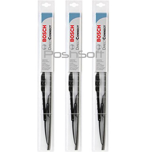 Bosch Direct Connect Wiper Blades—3-piece Set: 24" Driver, 21" Passenger, 17" Rear. Front + Rear Coverage.