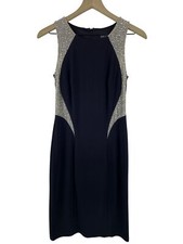 Xscape Women's 4 Sheer Rhinestone Illusion Sleeveless Cocktail Dress LBD Black