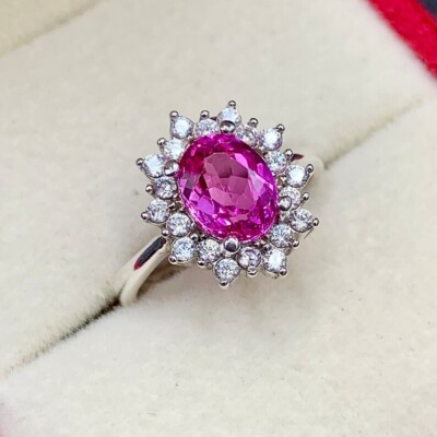 Pink Topaz Ring, Women Topaz Ring, Engagement Ring, Topaz 925 Silver Ring, Handm