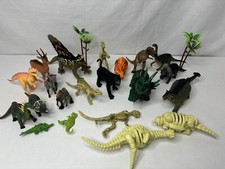 Dinosaurs Action Figures Lot Of 23 Dinosaur Fossils, Animals, and Trees