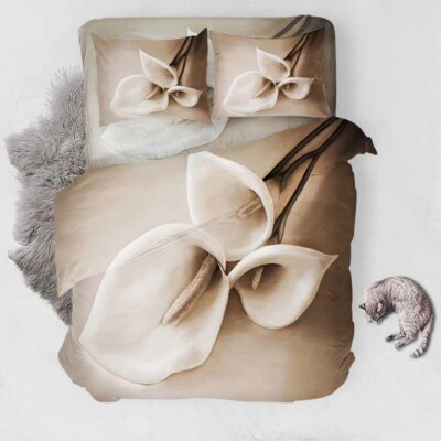 Tulip Grey Stick 3D Printing Duvet Quilt Doona Covers Pillow Case Bedding Sets