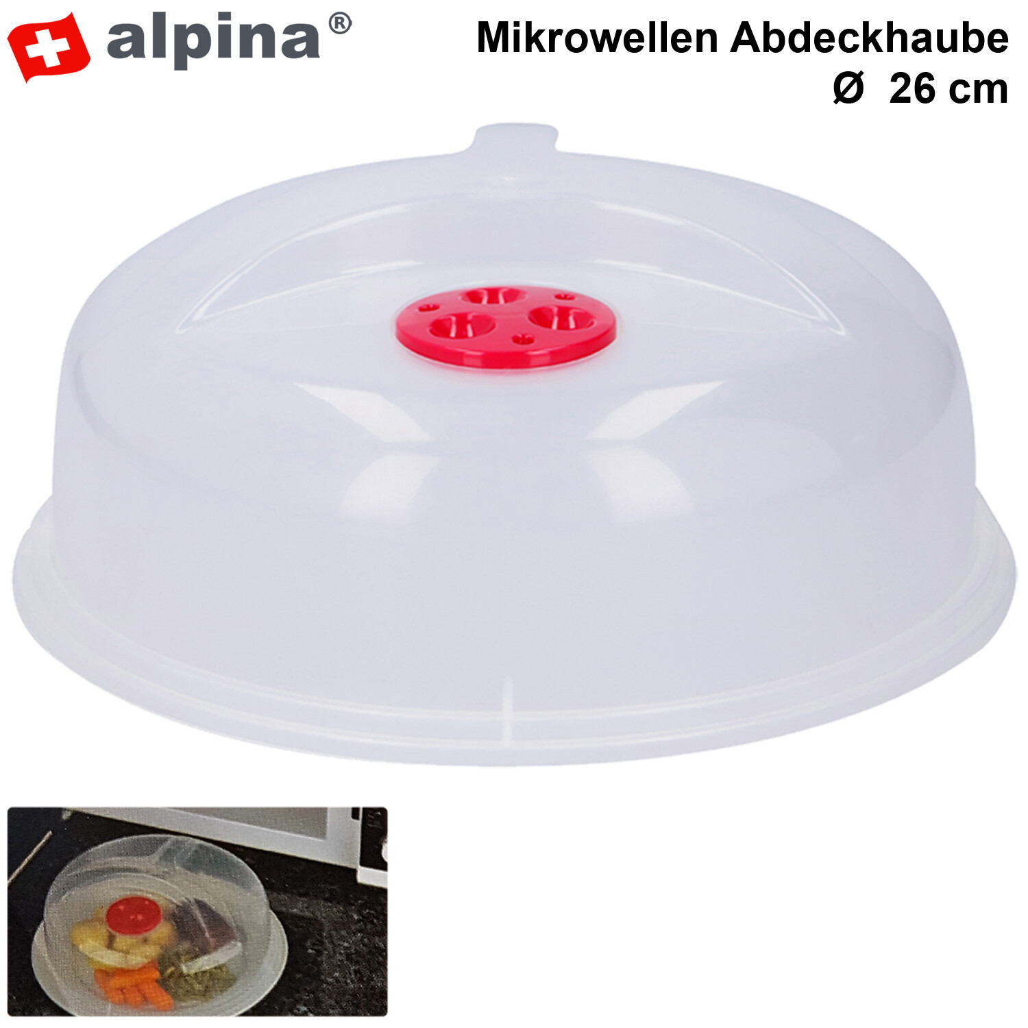 Mikrowellen Abdeckhaube Haube 26 cm Deckel Microwelle Speisen Abdeckung Ventil