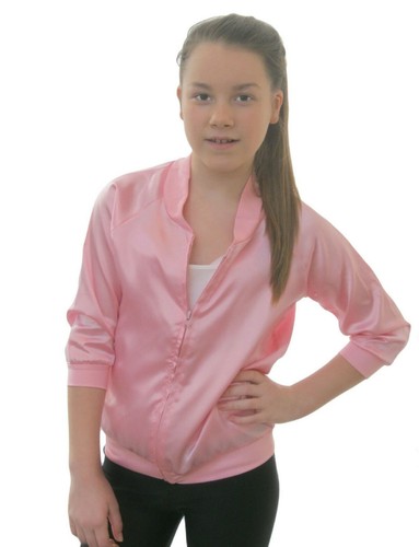 Girls Pink 1950s 60s Fancy Dress Zip Up Jacket Children Lady Cosplay Ladies Top - Picture 1 of 6