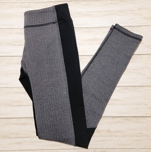 Ivivva Lululemon Black Gray Herringbone Rhythmic Full Length Leggings Girls 14 - Picture 9 of 14