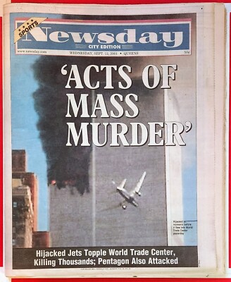 NEWSDAY/CITY EDITION/Wednesday, Sept. 12, 2001/Queens/'ACTS OF MASS MURDER'/''VG''