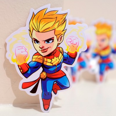 4891 Chibi Captain Marvel Avengers Endgame Cute Anime Comics 4x3 Decal Sticker Ebay