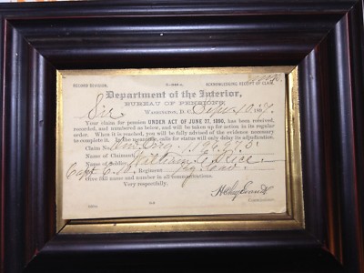 RARE Department of the Interior Bureau Of Pension Certificate 