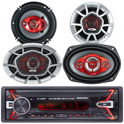 Audiotek Digital Media Receiver Bluetooth AM Car Stereo + 4x Speakers 6'' + 6X9