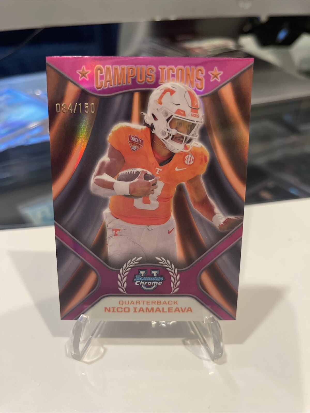 Nico Iamaleava 2024 Bowman Chrome Tennessee Pink /150 Campus Icons RC