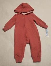 NWT Carter's Heart Quilted Hooded One Piece Baby Girl