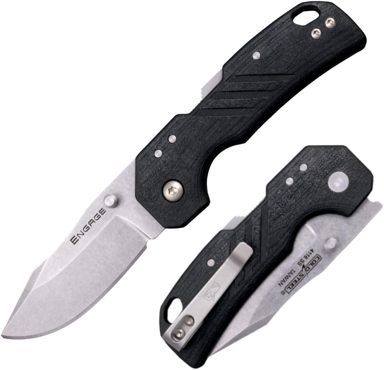 Cold Steel Engage EDC Folding Knife - 2.5" 4116SS Blade With Atlas Lock, Black GFN Handle