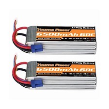 Youme 6S Lipo Batería EC5, 2Paquetes 22.2V RC LiPo Batería 6500mAh 60C con EC5...