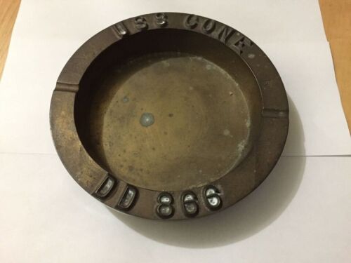WWII Vintage Brass Navy USS Cone Gearing-Class Destroyer Ashtray DD 866 - Picture 3 of 4