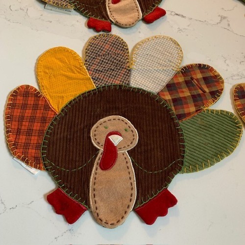 Pottery Barn Kinder Türkei Tischsets Thanksgiving Herbst Patchwork 12x14 Set 4 süß - Bild 4 von 23