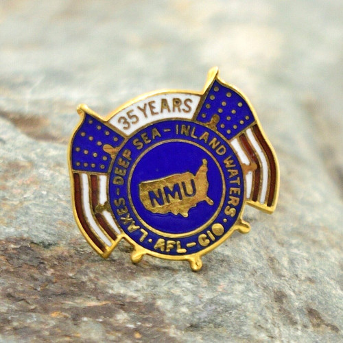 10k Yellow Gold NMU AFL–CIO Deep Sea Lakes & Inland Water 35yr Service Lapel Pin