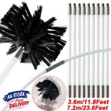 3.6M/7.2M Flexible Chimney Sweep Flue Sweeping Brush Rod Kit Soot Cleaning Rods