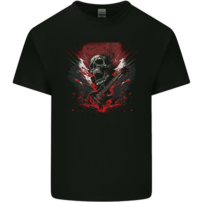 Electric Guitar Skull Heavy Metal Rock Music Herren Cotton Maglietta Tee Top