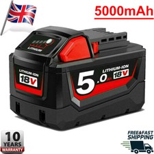 Battery for Milwaukee M18B5 18v  5.0 Ah Li-ion - Uk Stock 48-11-1860