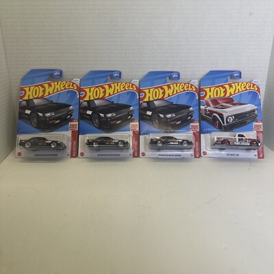 Hot Wheels RED EDITION NISSAN SKYLINE RS KDR30 & 67 Chevy Truck C10  Lot Of 4 