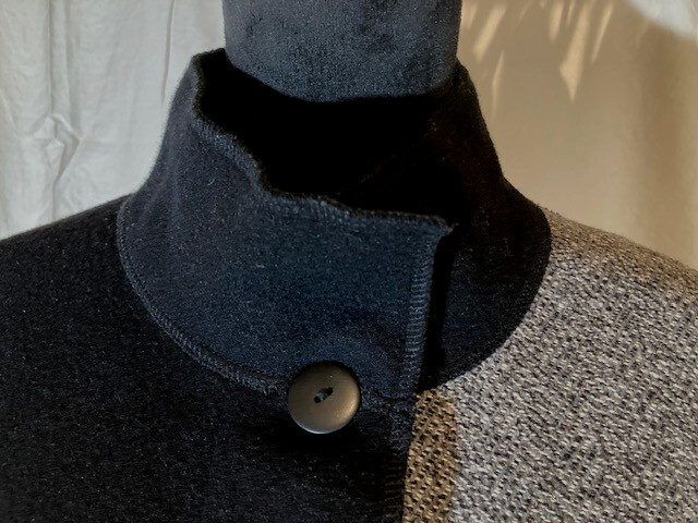CAMELEON WOOL BLEND GRAY/BLACK BUTTON FRONT LONG … - image 2