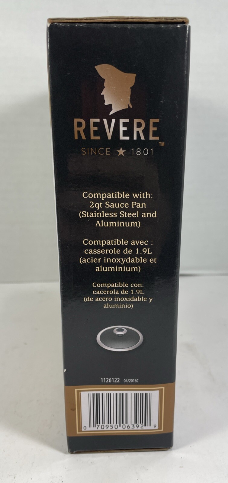 RARE Revere Ware 2 qt/1.9 L Tempered Glass Dome Lid NEW IN BOX VERY GOOD