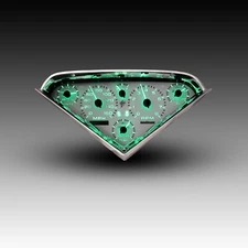 1955-1959 Chevy Truck Analog Gauge Cluster White Faceplate Backlit Green