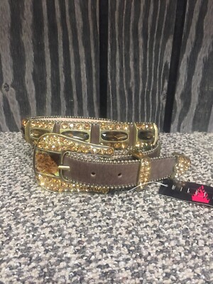 Wildfire Brown With Crystals Showbelt, Size 30 | eBay display picture 3