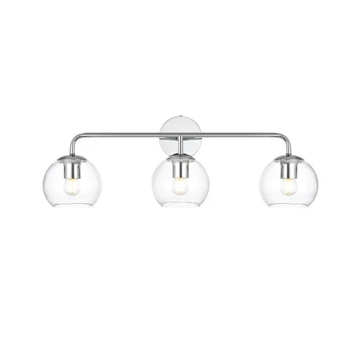 Living District Genesis 3-Light Iron & Glass Bath Sconce in Chrome/Clear - Picture 3 of 6