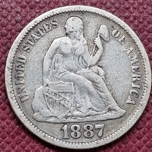 1887 Seated Liberty Dime 10c Better Grade XF #74565