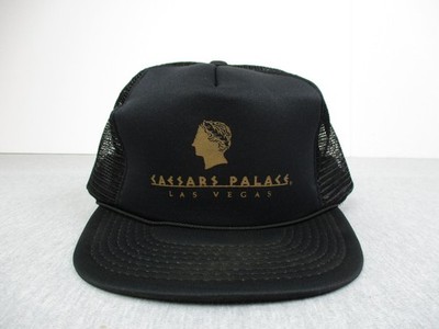 Vintage Caesars Palace Las Vegas Mesh Trucker Hat Black Gold Snapback Cap
