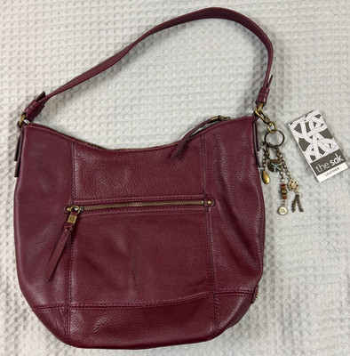 The Sak Sequoia Hobo Shoulder Bag Pebbled Leather Cabernet NWT