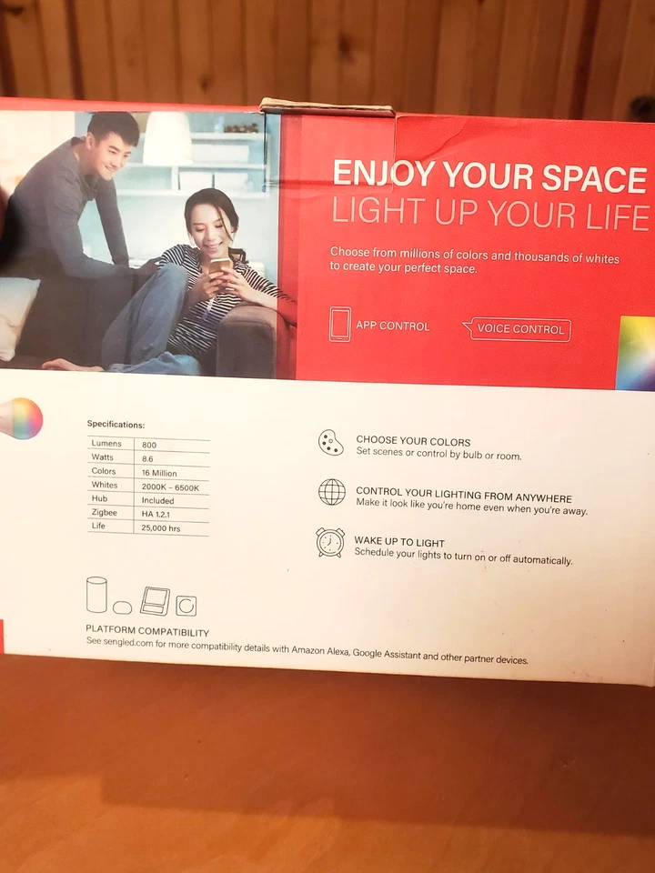 Sengled Smart Light Hub & 4-pack Multi Color LED Smart Bulb Set + Soft White LED - Image 3 of 4