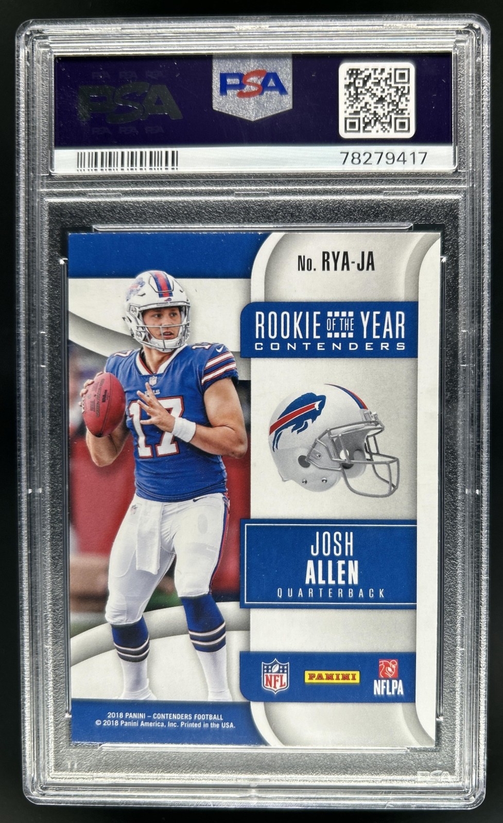 2018 Panini Contenders Josh Allen Rookie of the Year RC #RYA-JA Bills PSA 9 view 2