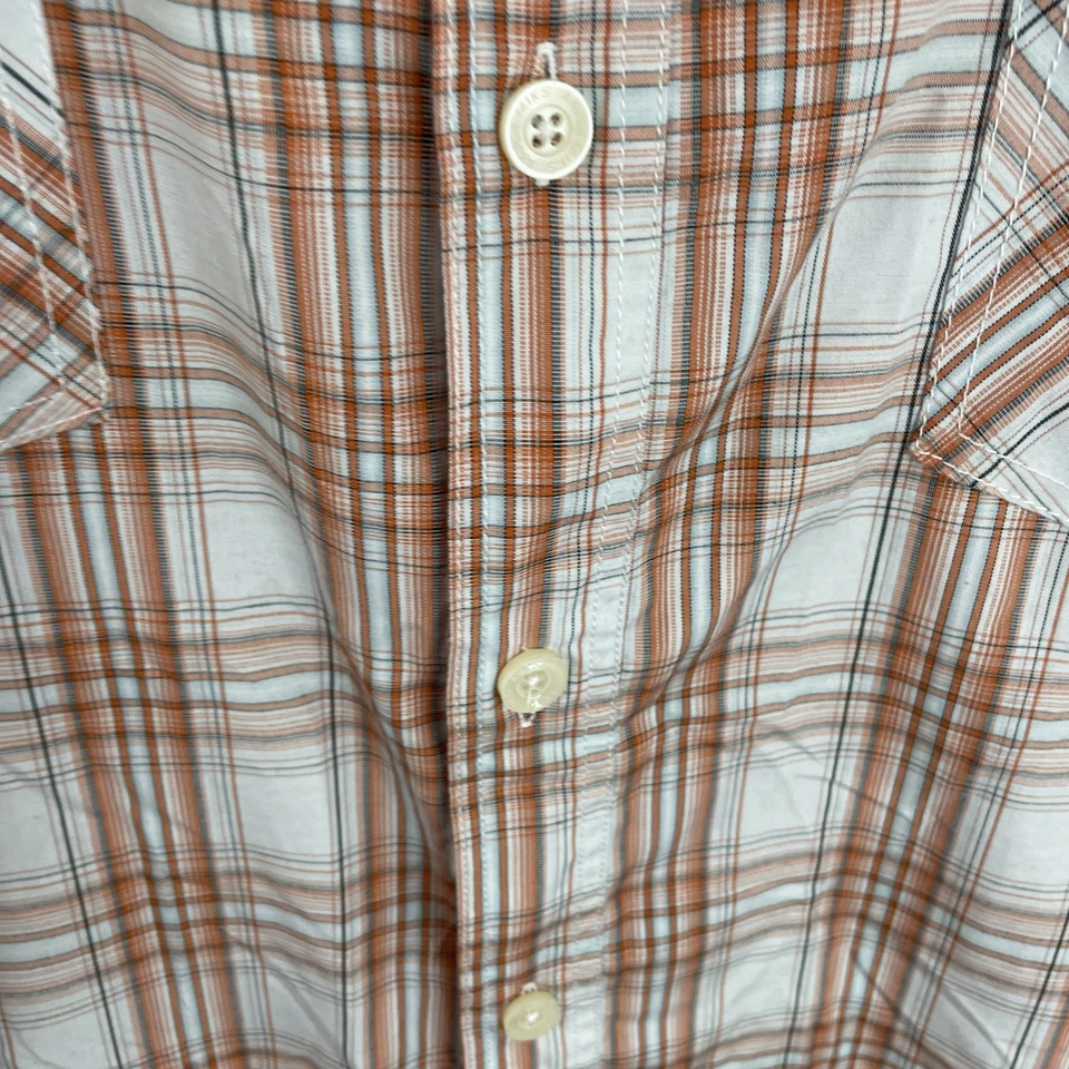 Camisa Akademiks Para Hombres 4XL Naranja A Cuadros Manga Corta Botón Mezcla Algodón * Foto 4 de 4