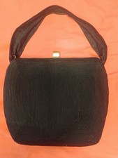 VINTAGE GENUINE CORDE PURSE BLACK BRASS CLASP
