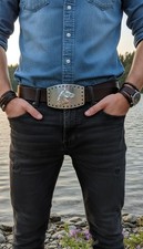 New Men Western Cowboy Fashion Belt Buckle Silver Metal Rodeo Horse Square Shape