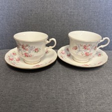Vintage Gainsborough Bone China Pair Tea Cups And Saucers Imperfect See Photos