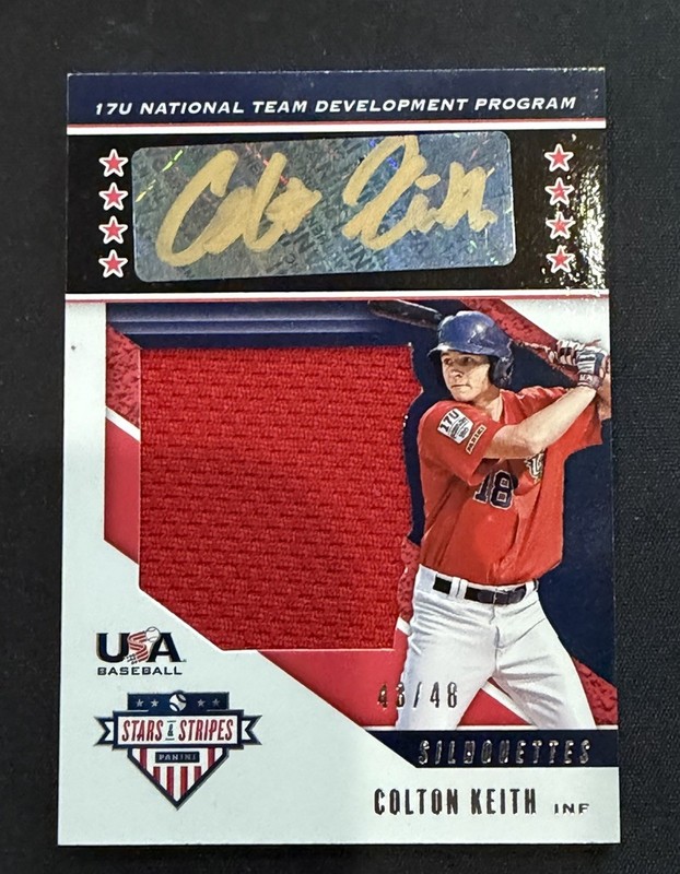 Colton Keith 2019 USA Baseball Stars & Stripes Auto Game Used Patch /49 Tigers