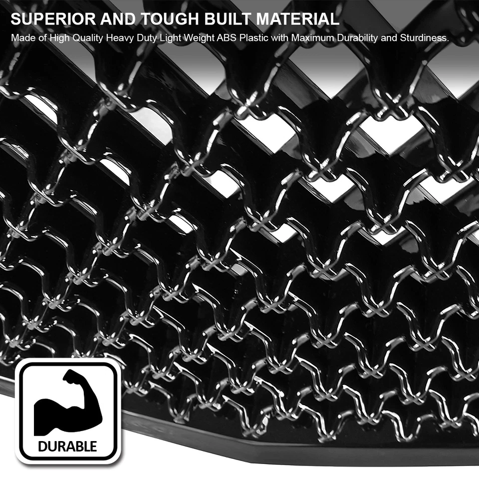 Fits 2003-2007 Cadillac CTS CTS-V Glossy Black Mesh Bumper Front Hood Grille - Изображение 4 из 4