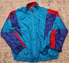 Vintage 80s 90s Nike Gray Tag Windbreaker Turquoise Blue Zip Up Track Jacket Lrg