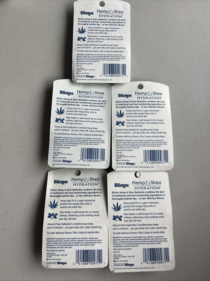 Lot of 5 Blistex Hemp & Shea Hydration Hemp Oil & Shea Butter 2 Pack - Image 2 of 2