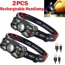 2X Headlamp Rechargeable Super Bright LED Head Light Forehead Flashlight Outdoor