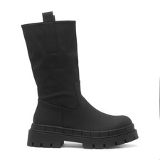 Krush Womens Boots Black Adults Ladies Calf Chunky Zip Up Gripped Kyra Size