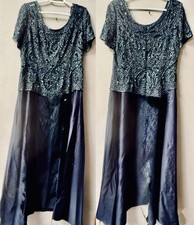 JILL PAIGE MOTHER of BRIDE/GROOM NAVY SEQUIN TAFFETA DRESS SIZE 16